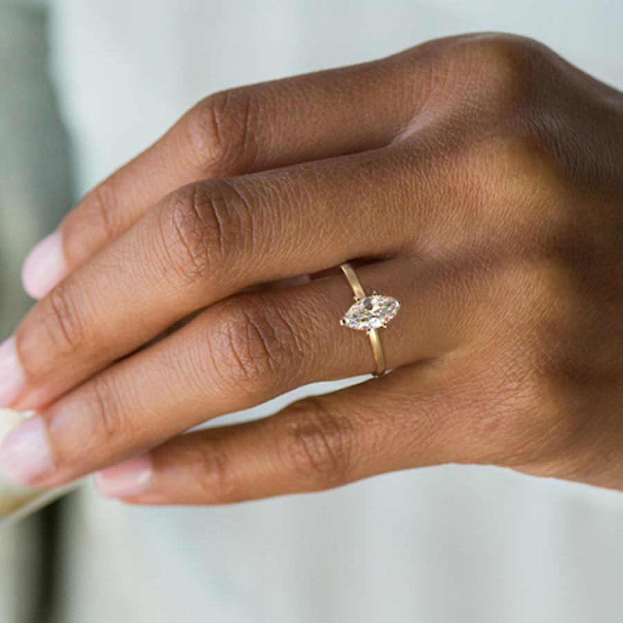 Simple, unique marquise engagement ring